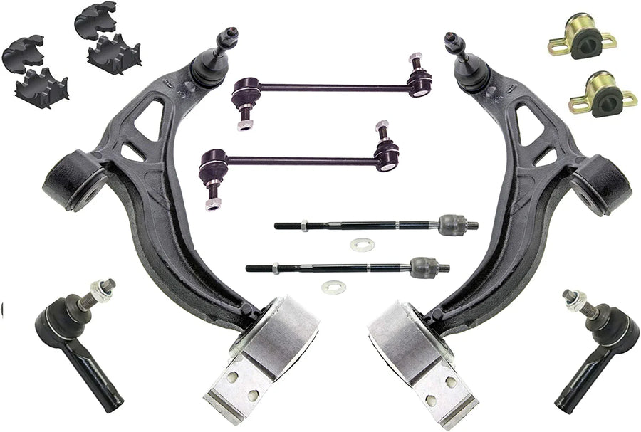 Complete 12-piece front suspension and steering overhaul kit for 2011-2017 Ford Explorer.