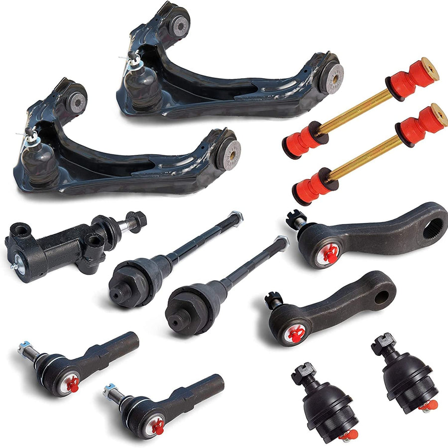 13pc Upper Control Arm Kit Tie Rod Ball Joint Pitman Idler Arm Sway Bar Links 8-Lug