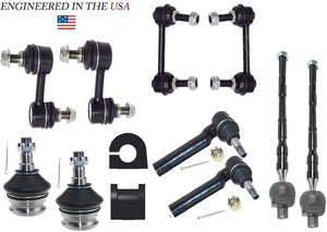 10PC Tie Rod, Links, Ball Joints, Bushing Suspension Kit for