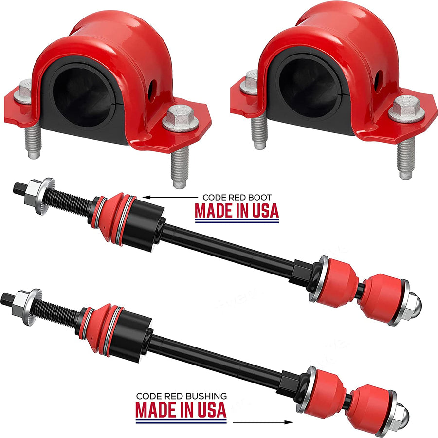 Complete 6-piece front stabilizer link and extreme bracket kit for 2002-2011 Dodge Ram 2WD trucks.
