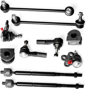 10PC Tie Rod, Links, Ball Joints, Bushing Suspension Kit for Chevrolet Equinox, Pontiac Torrent
