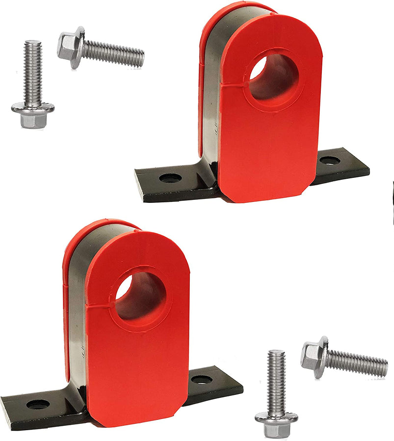 4-piece front sway bar bracket and CODE RED bushing kit for Ford E-Series vans and Ranger trucks.