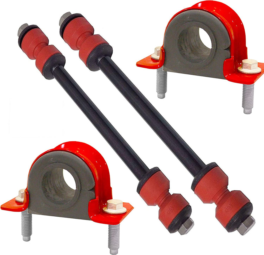 6 PC Front Sway Bar Link Kit + Front CODE RED EXTREME Bracket/Bushing Kit FITS Explorer, Explorer Sport Trac 4WD, Mountaineer, Ranger, Bracket And Bushing Made In USA K7275 K700542