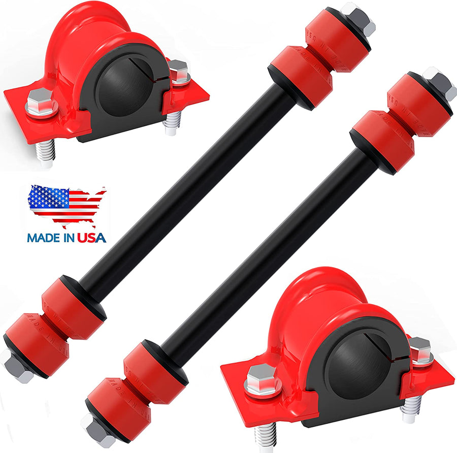 6 PC Front Sway Bar Link Kit + Front CODE RED EXTREME Bracket/Bushing Kit FITS Explorer, Explorer Sport Trac 4WD, Mountaineer, Ranger, Bracket And Bushing Made In USA K7275 K700542