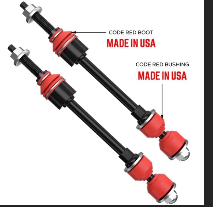 6 PC Front Sway Bar Link Kit + Code Red Extreme Bracket/Bushing Kit FITS Ram 1500 2WD 2002-2010, Ram 2500 3500 2WD 2003-2011, Bracket And Bushings Made In USA K7400 K7353