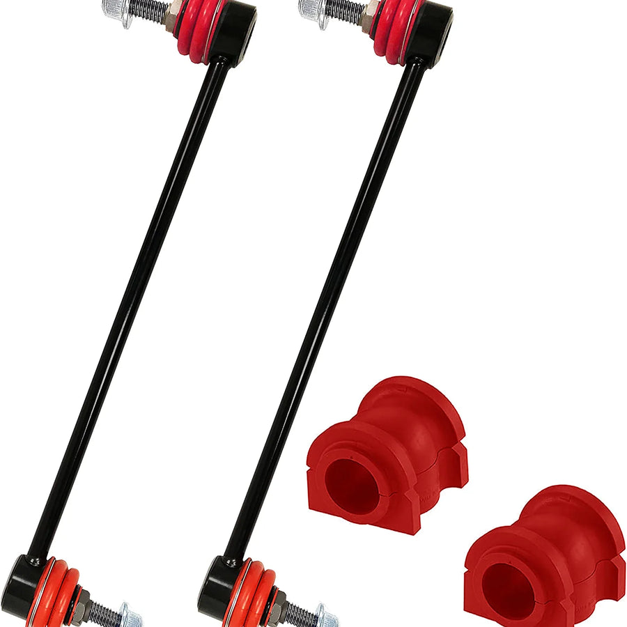 4-piece front sway bar link and CODE RED bushing kit for Dodge Grand Caravan and Chrysler Town & Country.