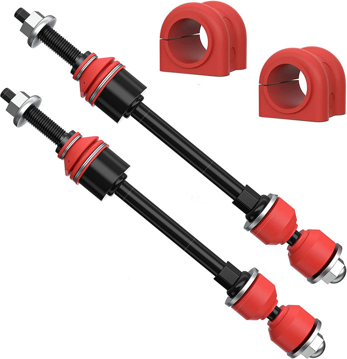 4 PC Front Sway Bar Link Kit + Front CODE RED EXTREME Bushing Kit FITS Ram 1500 4WD 2009-2018, Boots and Bushing Made in USA K80894