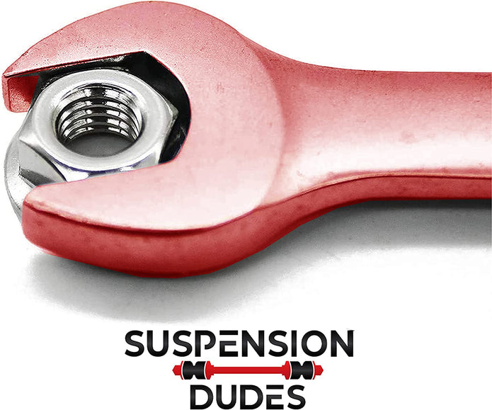 Complete 2-piece front sway bar link hardware set for Mustang suspension repair.